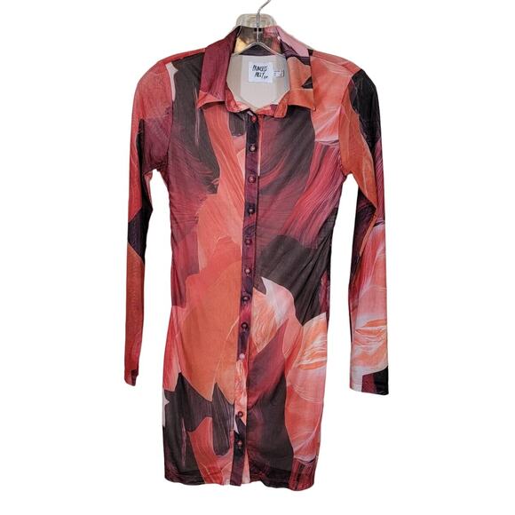 Princess Polly Floral Print Button Up Mini Shirt Dress Lined Multicolor Size 4 - Picture 1 of 11